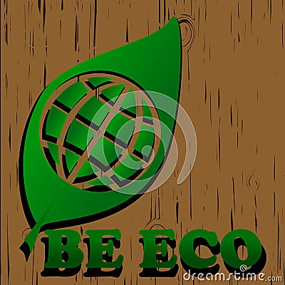 green eco world symbol on wood backgroung Stock Photo