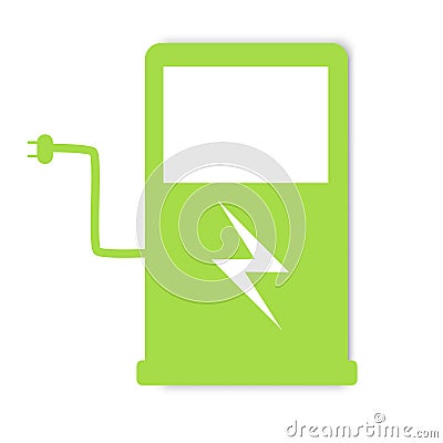 Green ecological environmental gas station for car. Flat illustration of clean, natural energy Cartoon Illustration