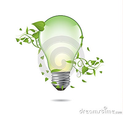 Green ecology bulb concept. Environment vector illustration. Vector Illustration