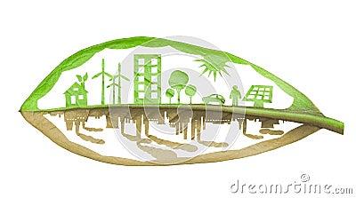 Green ecology city against pollution concept, isolated over whit Stock Photo