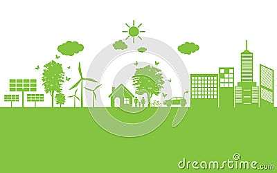 Green ecology City environmentally friendly . Vector Illustration