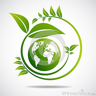 Green ecology City environmentally friendly Leaf Eco Frame Cartoon Illustration