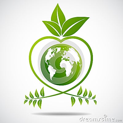 Green ecology City environmentally friendly Leaf Eco Frame Cartoon Illustration