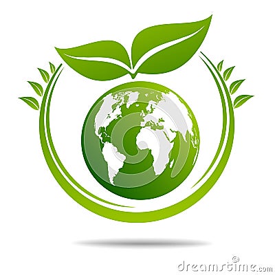 Green ecology City environmentally friendly Leaf Eco Frame Vector Illustration