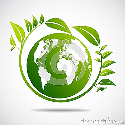 Green ecology City environmentally friendly Leaf Eco Frame Cartoon Illustration