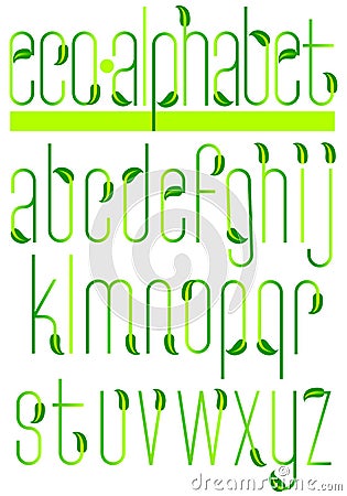 Green Ecology Leaf Alphabet/eps Vector Illustration