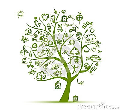 Green ecology tree concept for your design Vector Illustration