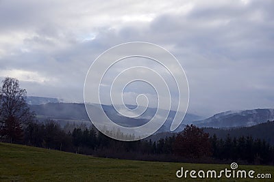 Green Eifel landscape photographed on a day Stock Photo