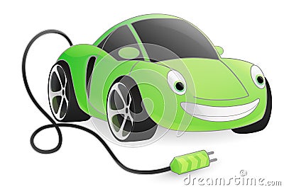 Green electric car Vector Illustration