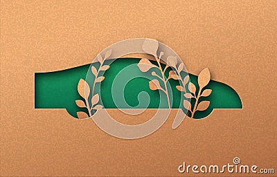 Green electric car paper cut eco friendly concept Vector Illustration