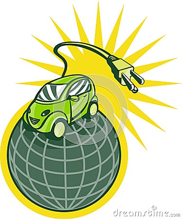 Green electric car world Stock Photo