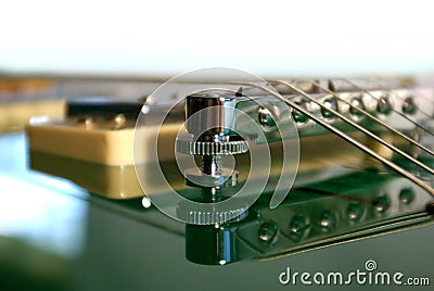 Green Electric Guitar up Close Stock Photo