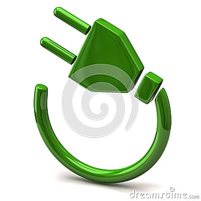 Green electric plug icon Stock Photo