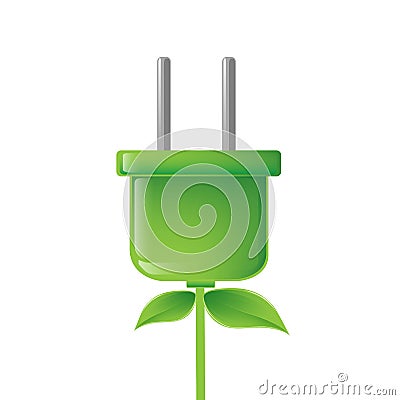 Green electric plug illustration Cartoon Illustration