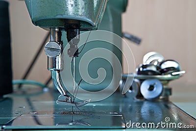 Green electrical sewing machine Stock Photo