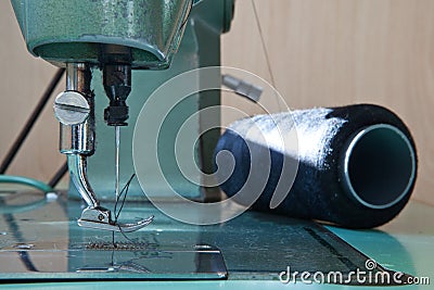 Green electrical sewing machine Stock Photo