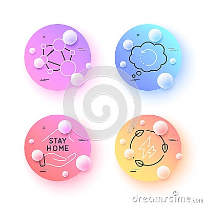 Green electricity, Stay home and Recovery data minimal line icons. For web application, printing. Vector Vector Illustration