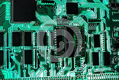 Green electronic board Stock Photo