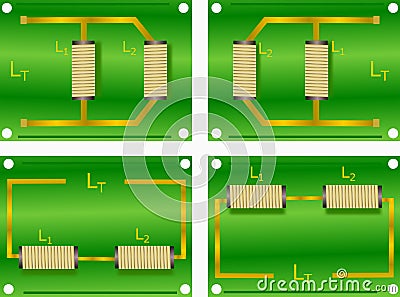 Electronic, electrical circuit, coil, inductance Stock Photo