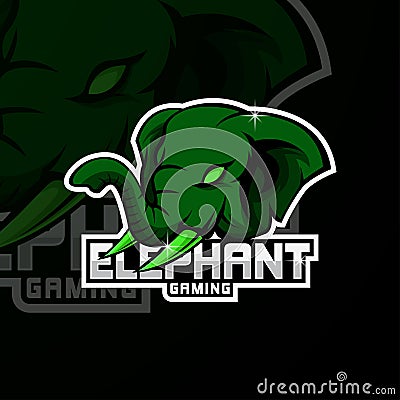 Green Elephant Mascot Logo Design For Sport and Esport Gaming. Green Elephant Mascot Esport Team Logo Stock Photo