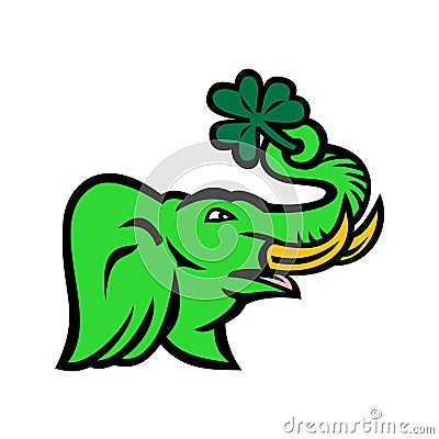 Green Elephant Shamrock Icon Vector Illustration