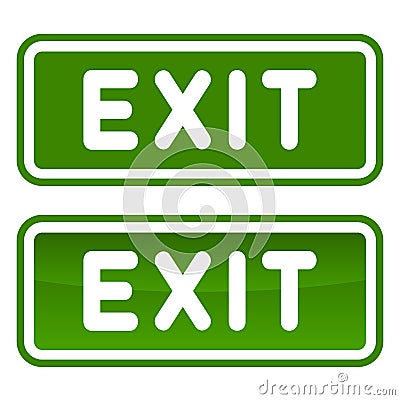 Green Emergency Exit Sign Set on White Background. Vector Vector Illustration