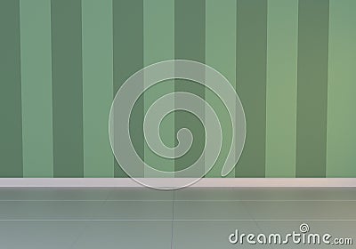 green empty interior, front view, glossy floor Cartoon Illustration