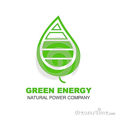Green energy company logo template. Natural power sign. Vector Illustration