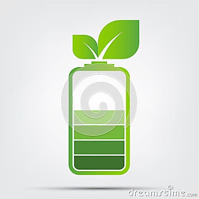 Green Energy Concept.Ecology Leaves Battery,Vector llustration Vector Illustration