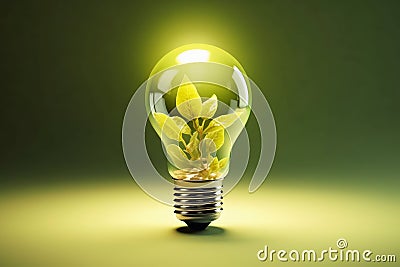 Green energy concept lightbulb created with generative AI technology Stock Photo
