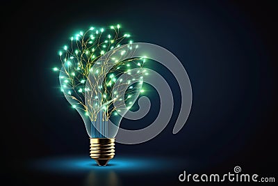 Green energy concept lightbulb created with generative AI technology Stock Photo