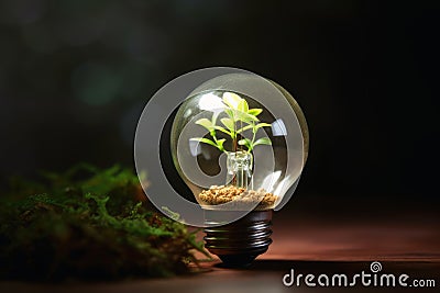 Green energy concept lightbulb created with generative AI technology Stock Photo