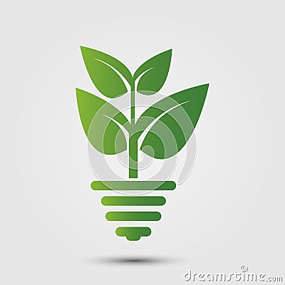 Eco green energy concept,plant growing inside light bulb Vector Illustration