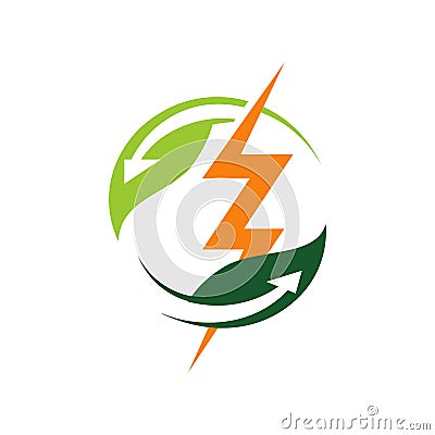 Green energy electric plugs and leaves logo vector icon design template Vector Illustration