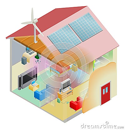 Green Energy House Vector Illustration