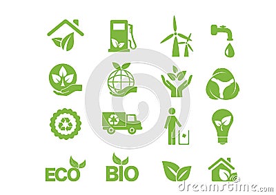 Green energy, icon set Stock Photo