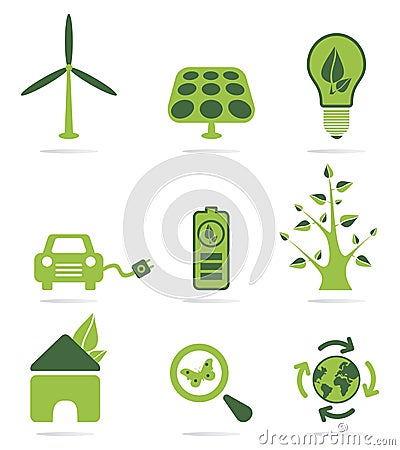 Green energy icon set Vector Illustration