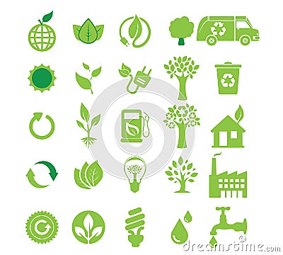 Green energy, icon set Vector Illustration