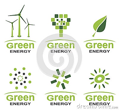 Green energy logo set Vector Illustration