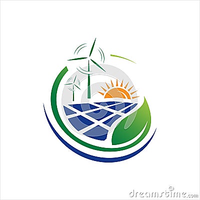 Green energy logo vector design with renewable icon template Vector Illustration