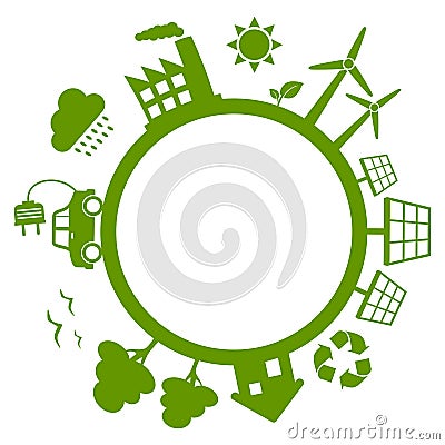 Green Energy Planet Earth Vector Illustration