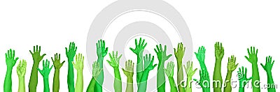 Green Environmental Conscious Hands Raised Stock Photo