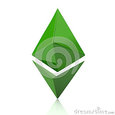 Green Ethereum cryptocurrency icon 3d illustration Cartoon Illustration