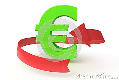 Green euro with arrow Stock Photo