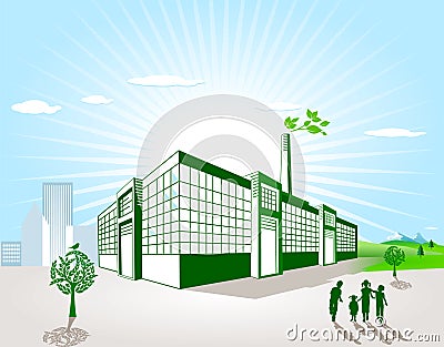 Green factory Vector Illustration