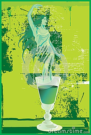 Green Fairy Absinthe Vector Illustration