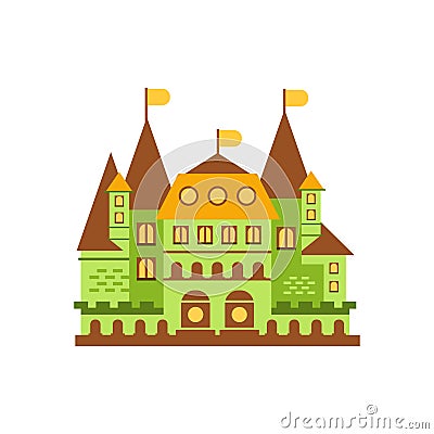 Green fairytale royal castle or palace building vector illustration Vector Illustration