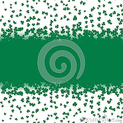 Green falling shamrocks leaf on white background. Card for Patricks day. Decorative banner vector i Vector Illustration