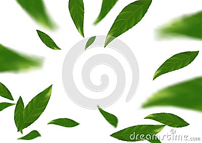 Green falling tree leaves abstract modern background layout Vector Illustration