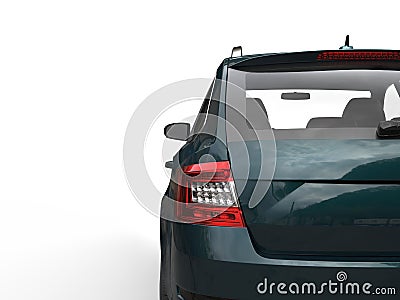 Green family car - back view - taillight closeup shot Stock Photo